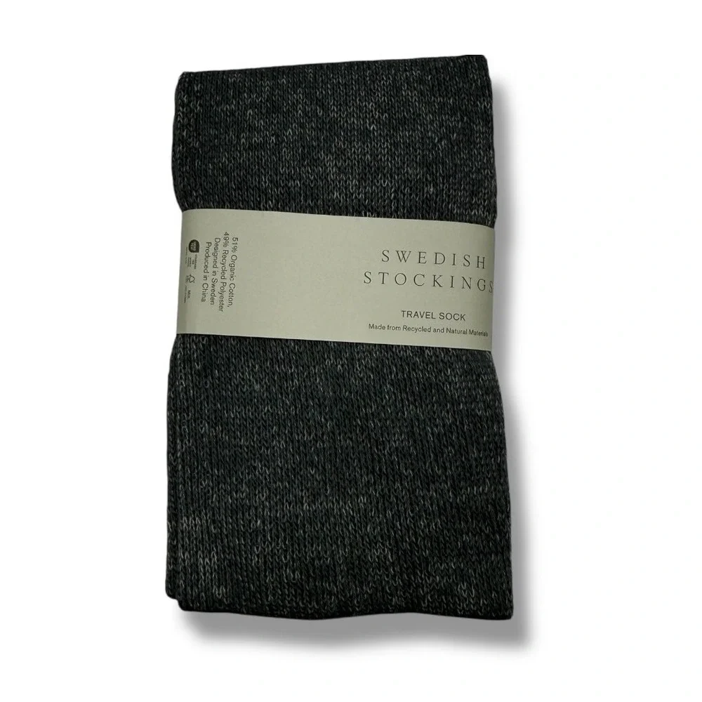Swedish Stockings NWT Travel Socks Charcoal Gray‎ Organic Cotton Cozy